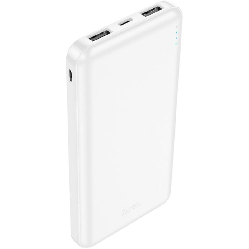 Hoco J100 Power Bank 10000mAh με 2 Θύρες USB-A Λευκό