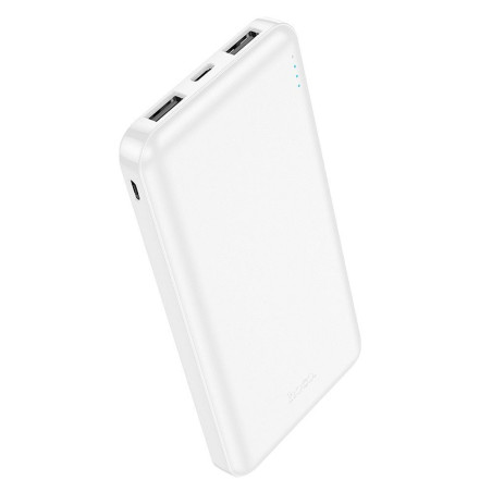 Hoco J100 Power Bank 10000mAh με 2 Θύρες USB-A Λευκό