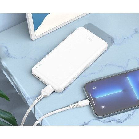 Hoco J100 Power Bank 10000mAh με 2 Θύρες USB-A Λευκό