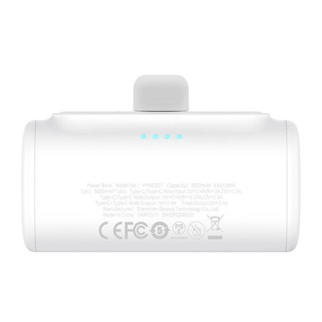 BASEUS Power Bank 5000mAh 20W USB-C + USB-C λευκό