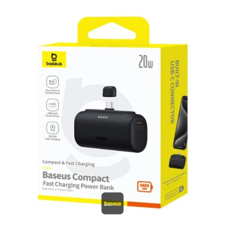 BASEUS Power Bank 5000mAh 20W USB-C + USB-C Μαύρο