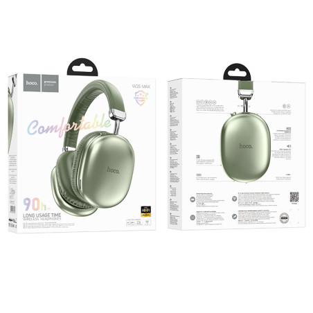 Hoco W35 MAX Ασύρματα / Ενσύρματα Over Ear Ακουστικά με 40 ώρες Λειτουργίας Πράσινα