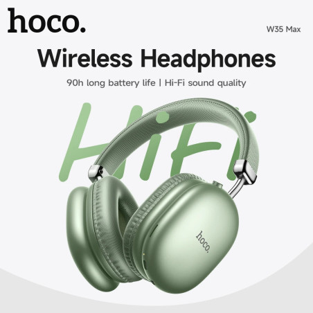 Hoco W35 MAX Ασύρματα / Ενσύρματα Over Ear Ακουστικά με 40 ώρες Λειτουργίας Πράσινα