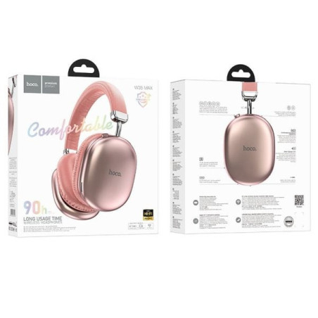 Hoco W35 Max Joy Ασύρματα / Ενσύρματα Over Ear Ακουστικά με 90 ώρες Λειτουργίας Ροζ