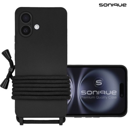 Θήκη Σιλικόνης Κορδόνι Carryhang Sonique Apple Iphone 16 Μαύρο