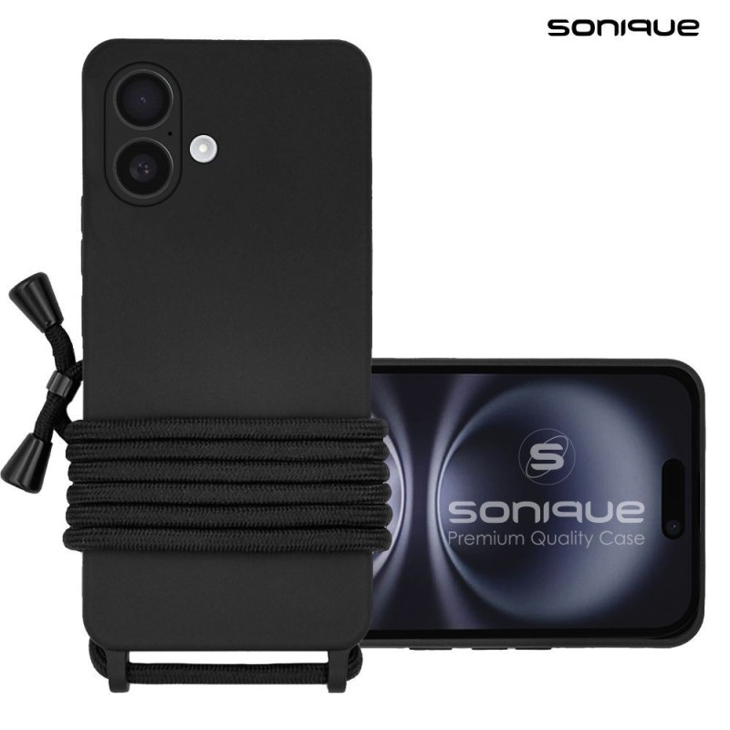 Θήκη Σιλικόνης Κορδόνι Carryhang Sonique Apple Iphone 16 Μαύρο