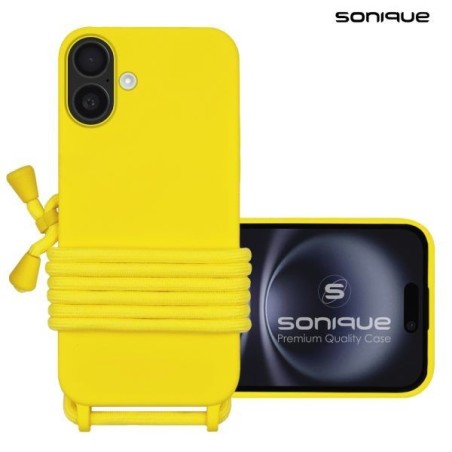 Θήκη Σιλικόνης Κορδόνι Carryhang Sonique Apple Iphone 16 Κίτρινο