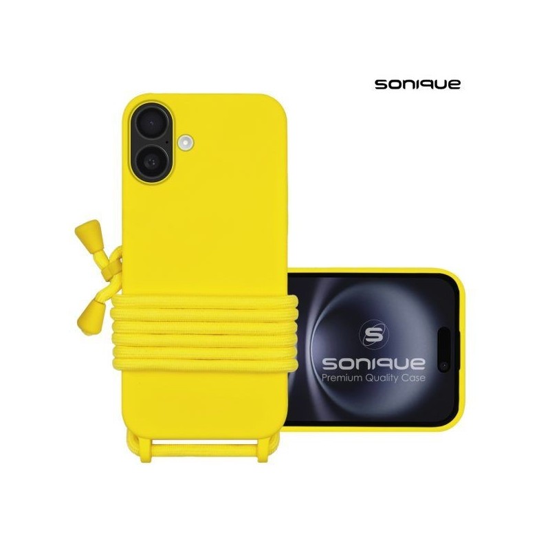 Θήκη Σιλικόνης Κορδόνι Carryhang Sonique Apple Iphone 16 Κίτρινο