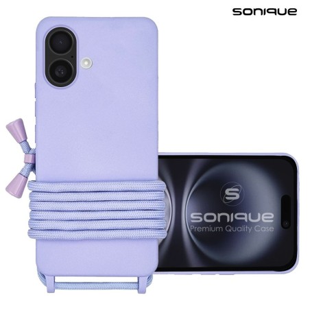 Θήκη Σιλικόνης Κορδόνι Carryhang Sonique Apple Iphone 16 Λιλά