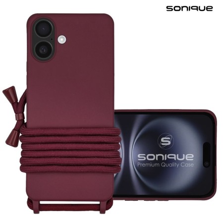 Θήκη Σιλικόνης Κορδόνι Carryhang Sonique Apple Iphone 16 Κόκκινο