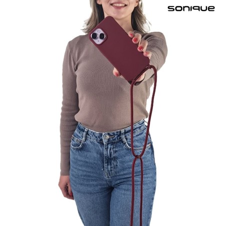 Θήκη Σιλικόνης Κορδόνι Carryhang Sonique Apple Iphone 16 Κόκκινο