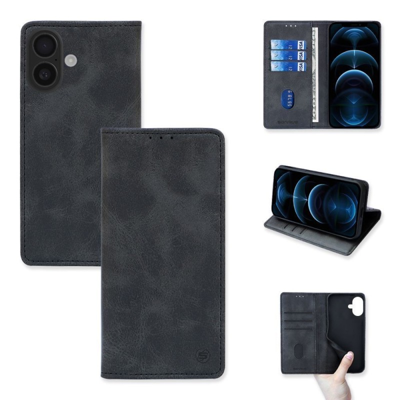 Θήκη Πορτοφόλι Vintage Magnet Wallet Sonique Apple iPhone 16 Μαύρο