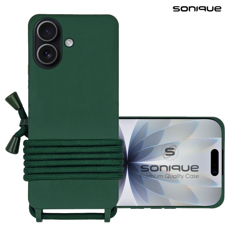 Θήκη Σιλικόνης Κορδόνι Carryhang Sonique Apple Iphone 17 Πράσινο Σκούρο