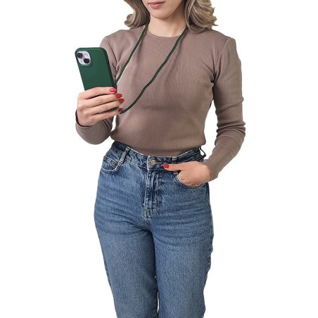 Θήκη Σιλικόνης Κορδόνι Carryhang Sonique Apple Iphone 17 Pro Πράσινο Σκούρο