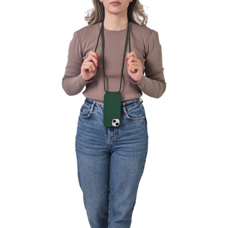 Θήκη Σιλικόνης Κορδόνι Carryhang Sonique Apple Iphone 17 Pro Πράσινο Σκούρο