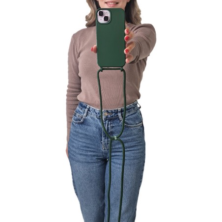 Θήκη Σιλικόνης Κορδόνι Carryhang Sonique Apple Iphone 17 Pro Πράσινο Σκούρο