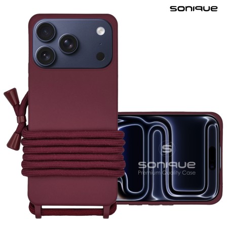 Θήκη Σιλικόνης Κορδόνι Carryhang Sonique Apple Iphone 17 Pro Μπορντώ