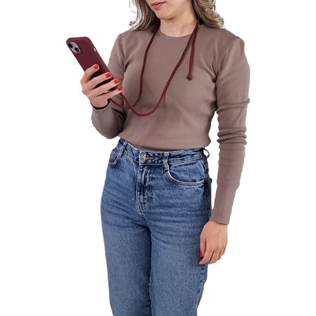 Θήκη Σιλικόνης Κορδόνι Carryhang Sonique Apple Iphone 17 Pro Μπορντώ