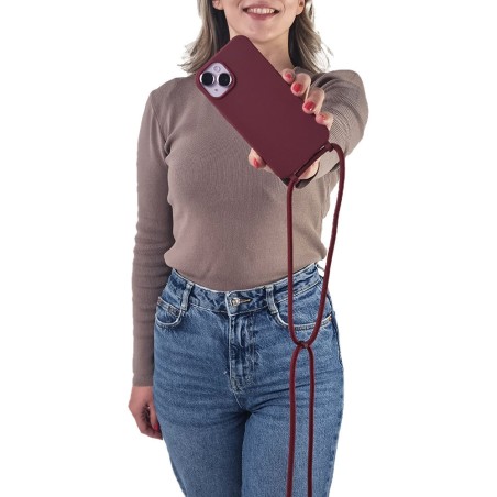 Θήκη Σιλικόνης Κορδόνι Carryhang Sonique Apple Iphone 17 Pro Μπορντώ