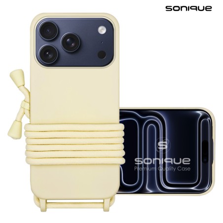 Θήκη Σιλικόνης Κορδόνι Carryhang Sonique Apple Iphone 17 Pro Μπεζ