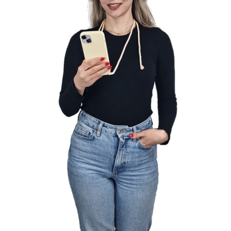 Θήκη Σιλικόνης Κορδόνι Carryhang Sonique Apple Iphone 17 Pro Μπεζ