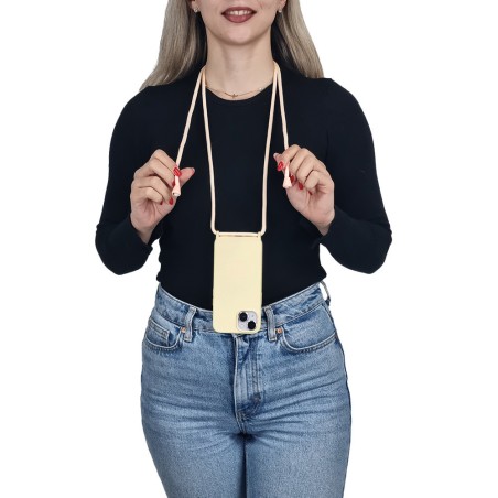 Θήκη Σιλικόνης Κορδόνι Carryhang Sonique Apple Iphone 17 Pro Μπεζ