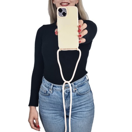 Θήκη Σιλικόνης Κορδόνι Carryhang Sonique Apple Iphone 17 Pro Μπεζ