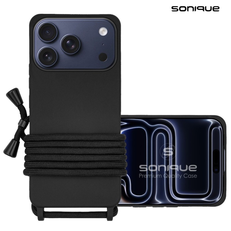 Θήκη Σιλικόνης Κορδόνι Carryhang Sonique Apple Iphone 17 Pro Μαύρο