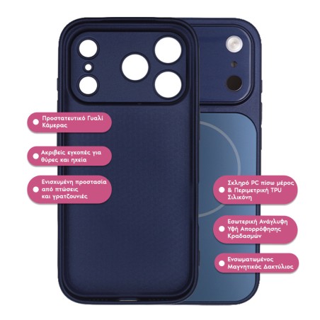Θήκη Magnetic Magcore Sonique Apple Iphone 17 Pro Max Μπλε Σκούρο