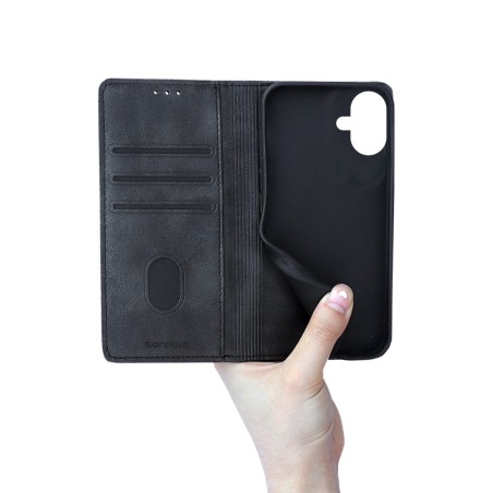 Θήκη Πορτοφόλι Vintage Magnet Wallet Sonique Apple Iphone 16 Plus Μαύρο