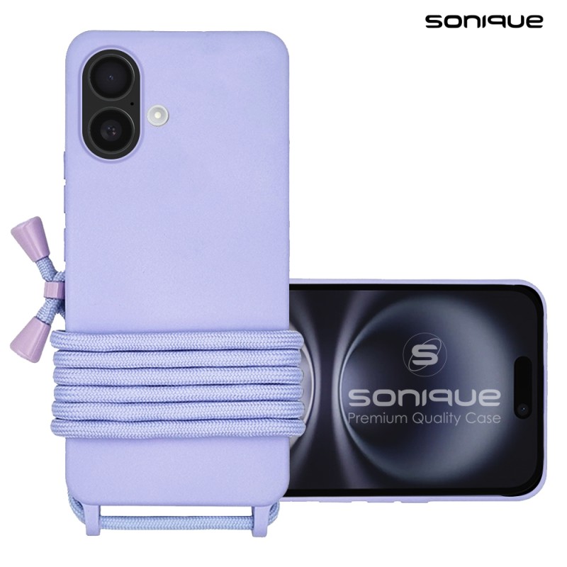 Θήκη Σιλικόνης Κορδόνι Carryhang Sonique Apple Iphone 16 Plus Λιλά