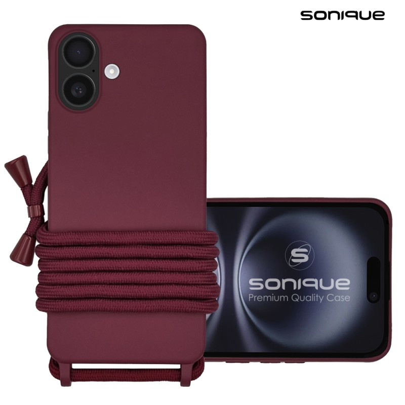 Θήκη Σιλικόνης Κορδόνι Carryhang Sonique Apple Iphone 16 Plus Μπορντώ
