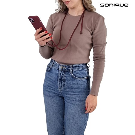 Θήκη Σιλικόνης Κορδόνι Carryhang Sonique Apple Iphone 16 Plus Μπορντώ