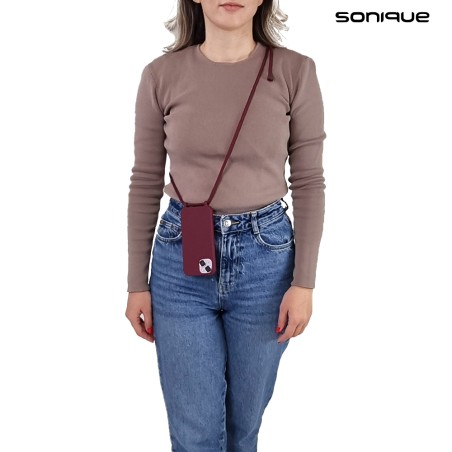Θήκη Σιλικόνης Κορδόνι Carryhang Sonique Apple Iphone 16 Plus Μπορντώ