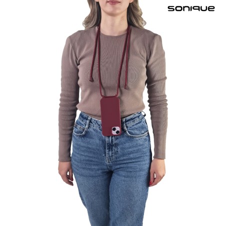 Θήκη Σιλικόνης Κορδόνι Carryhang Sonique Apple Iphone 16 Plus Μπορντώ