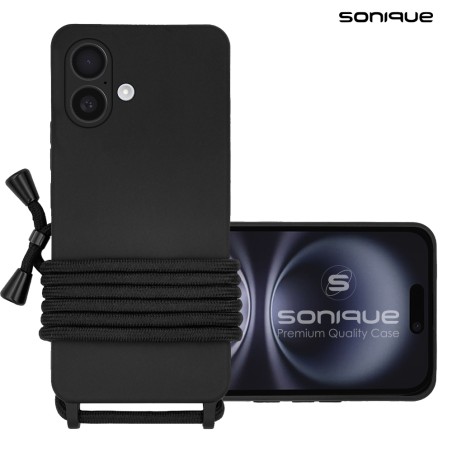 Θήκη Σιλικόνης Κορδόνι Carryhang Sonique Apple Iphone 16 Plus Μαύρο