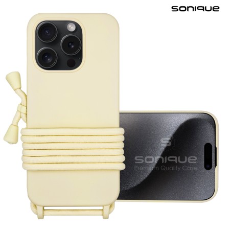 Θήκη Σιλικόνης Κορδόνι Carryhang Sonique Apple Iphone 16 Pro Μπεζ