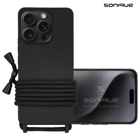 Θήκη Σιλικόνης Κορδόνι Carryhang Sonique Apple Iphone 16 Pro Μαύρο