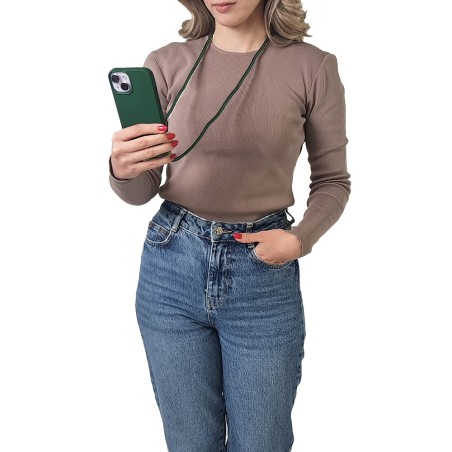 Θήκη Σιλικόνης Κορδόνι Carryhang Sonique Apple Iphone 16 Pro Max Πράσινο Σκούρο