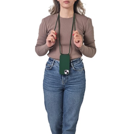 Θήκη Σιλικόνης Κορδόνι Carryhang Sonique Apple Iphone 16 Pro Max Πράσινο Σκούρο