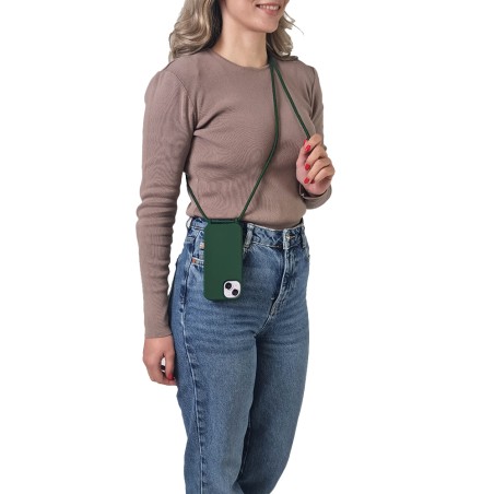 Θήκη Σιλικόνης Κορδόνι Carryhang Sonique Apple Iphone 16 Pro Max Πράσινο Σκούρο