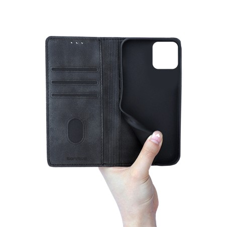 Θήκη Πορτοφόλι Vintage Magnet Wallet Sonique Apple Iphone 16 Pro Max Μαύρο
