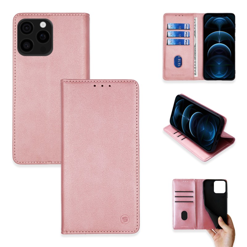 Θήκη Πορτοφόλι Vintage Magnet Wallet Sonique Apple Iphone 16 Pro Max Ροζ Χρυσό