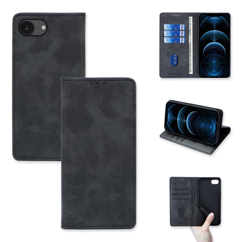 Θήκη Πορτοφόλι Vintage Magnet Wallet Sonique Apple Iphone 16e Μαύρο