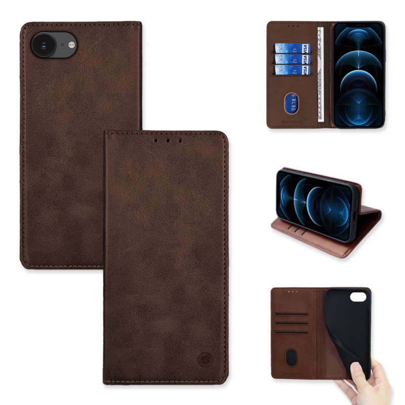 Θήκη Πορτοφόλι Vintage Magnet Wallet Sonique Apple Iphone 16e Καφέ