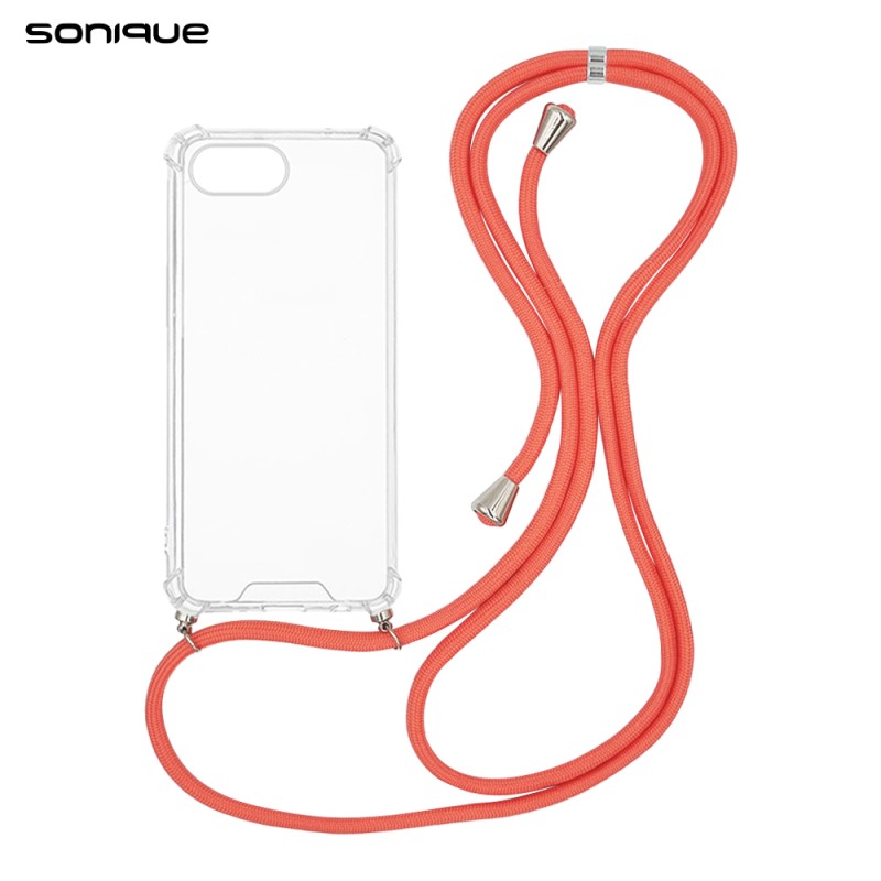 Θήκη Σιλικόνης Κορδόνι Sonique Armor Clear Apple Iphone 16e Κοραλλί