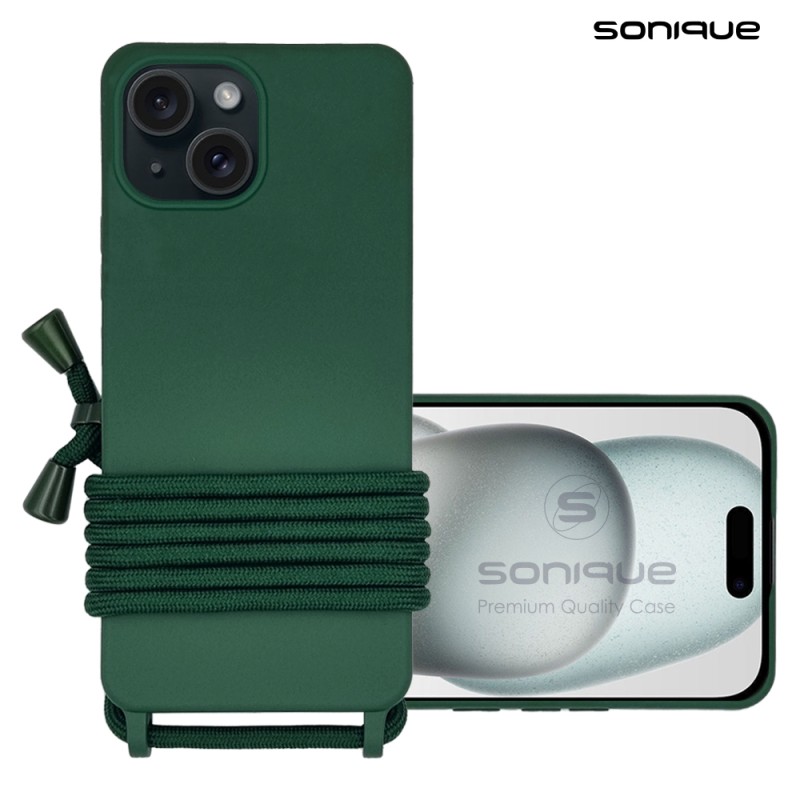 Sonique Back Cover Σιλικόνης 0.5mm με Λουράκι Πράσινο (iPhone 15)