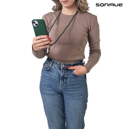 Sonique Back Cover Σιλικόνης 0.5mm με Λουράκι Πράσινο (iPhone 15)