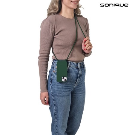 Sonique Back Cover Σιλικόνης 0.5mm με Λουράκι Πράσινο (iPhone 15)