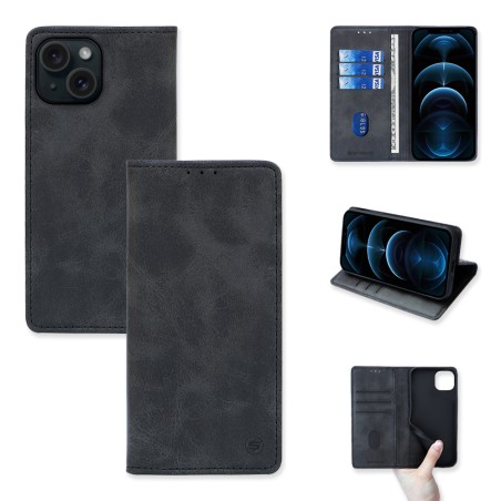 Sonique Book Δερματίνης Μαύρο (iPhone 15)